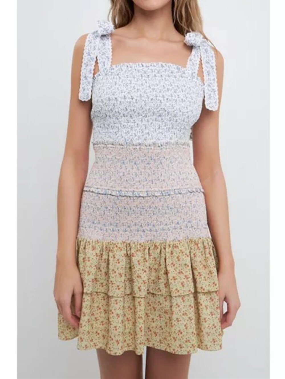 NWOT the Free the Roses Sleeveless Smocked Mini Dress